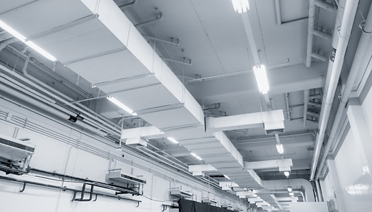 White Industrial Air duct from air conditioner cooling pipe with plumbing at ceiling in la