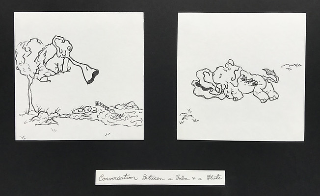 Conversation Between a Tuba & a Flute (marker on paper)