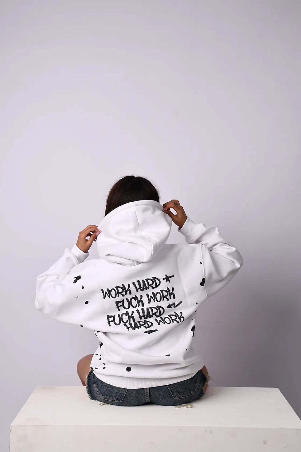 Thumbnail: WORK HARD HOODIE [WHITE]  BAD LIES