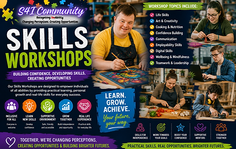 Image showing S4I Community's skills workshops, inclusive recreational activities, innovative products and CPD courses, repre