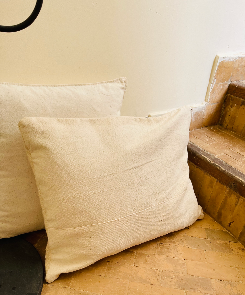 Thumbnail: Vintage Berber Cushion Cover - White with Black Stripe