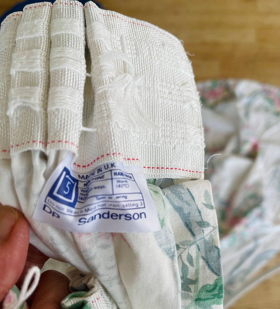 Thumbnail: Vintage Sanderson Roses and Ribbons Long Curtains