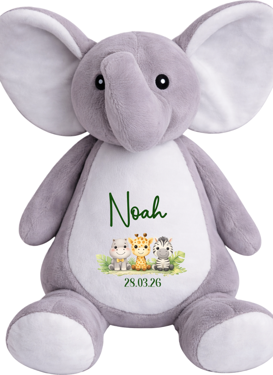 Thumbnail: Personalised Teddy Bear Baby Boy Girl Lion Elephant Giraffe Safari Birthday Gift