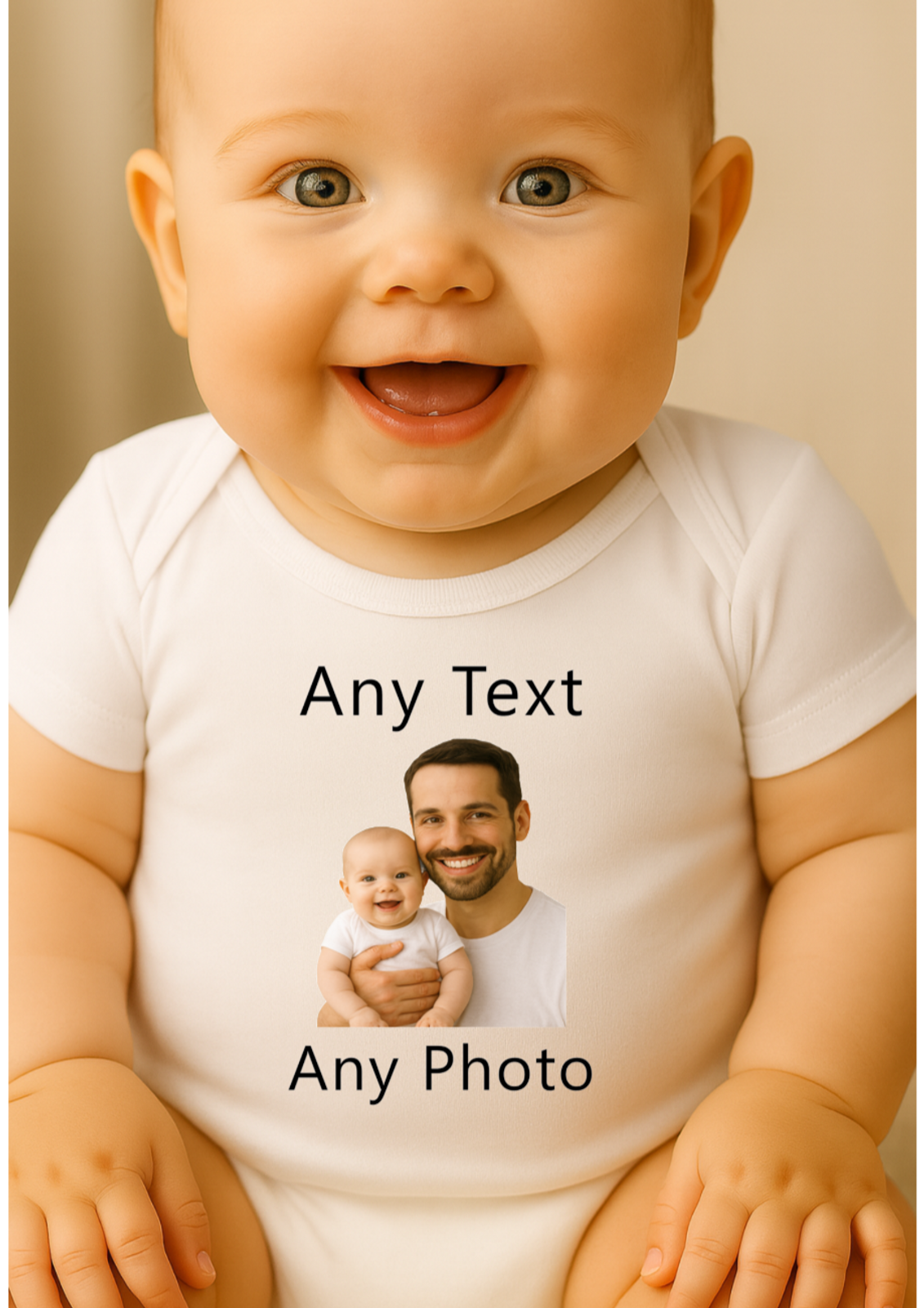 Custom Baby Vest with Any Photo and Text | Personalised Baby Grow | Photo Upload