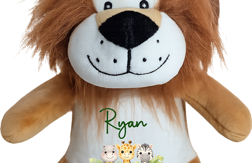 Thumbnail: Personalised Teddy Bear Baby Boy Girl Lion Elephant Giraffe Safari Birthday Gift