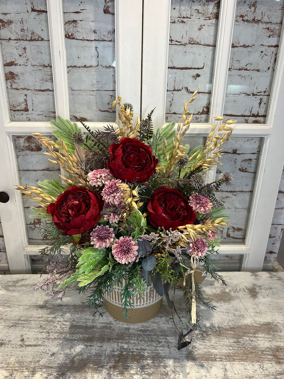 Miniature : Montage de fleurs de soies aux couleurs vintage.