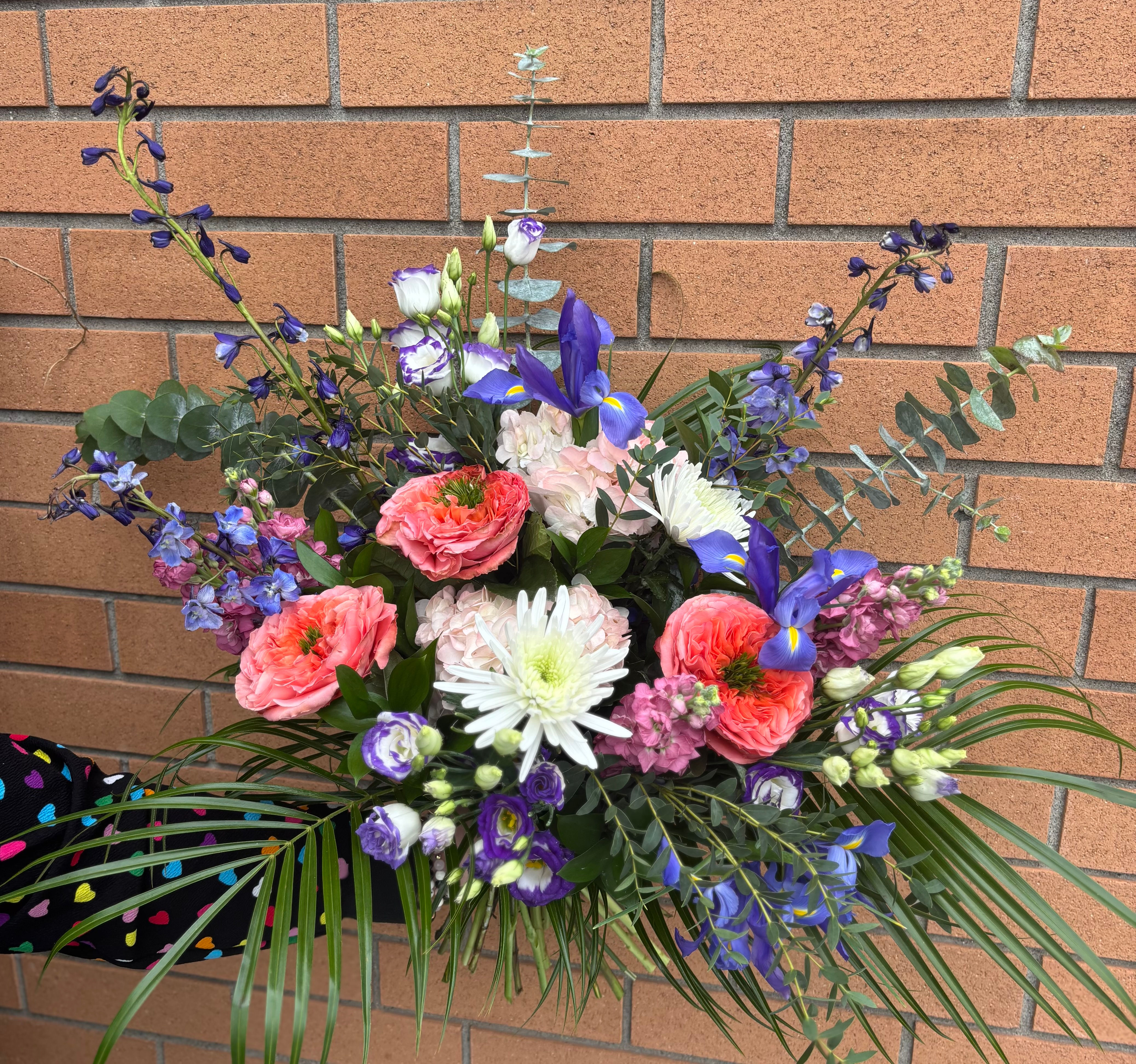Bouquet mauve, rose et blanc.
