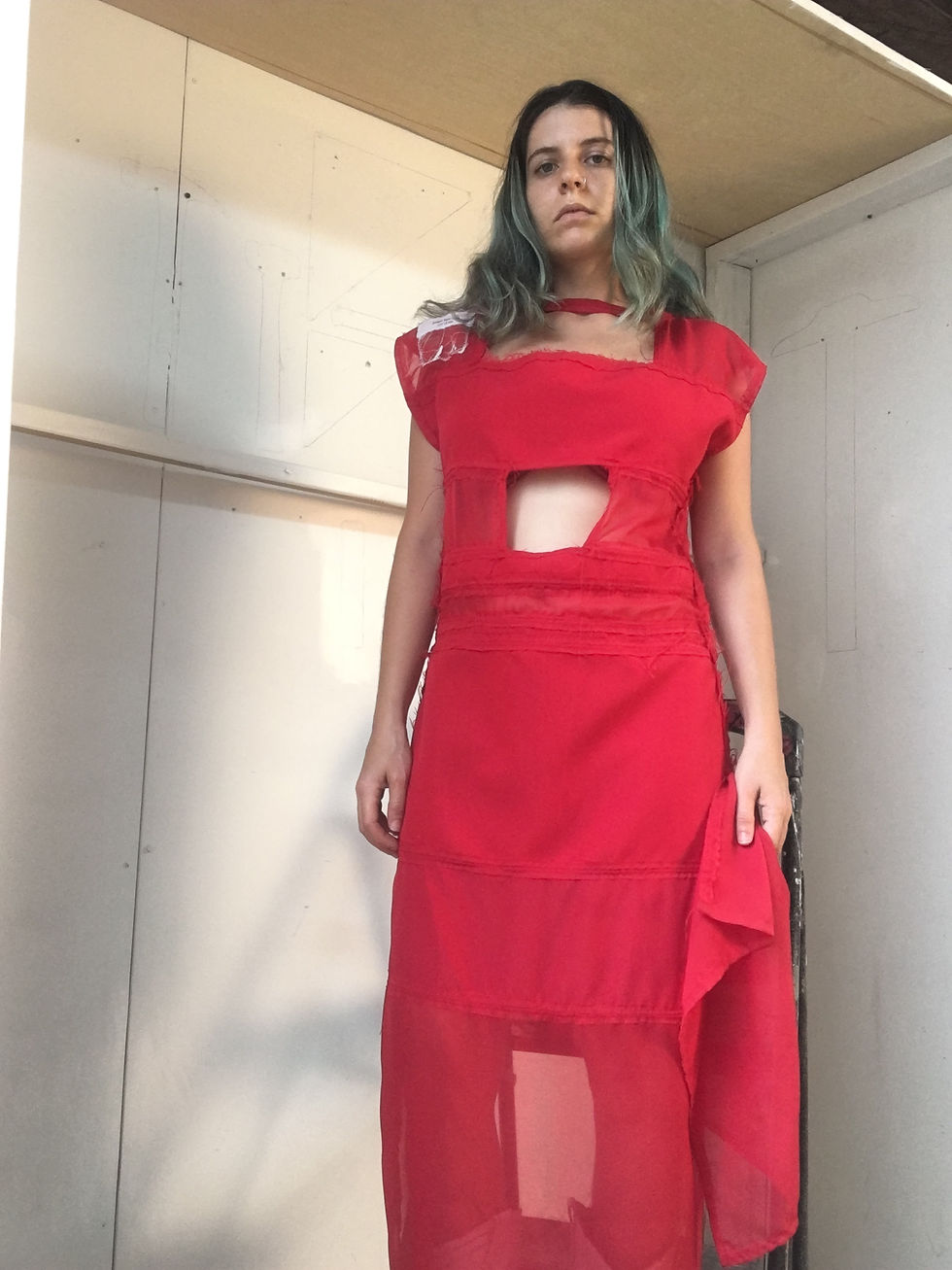 Thumbnail: The Dualism Red Patchwork Dress