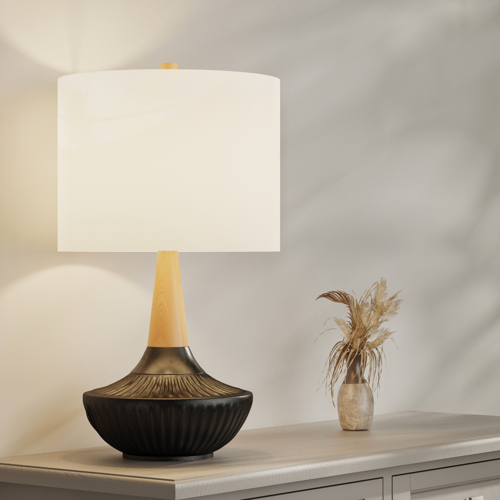 Ceramic Wood Table Lamp