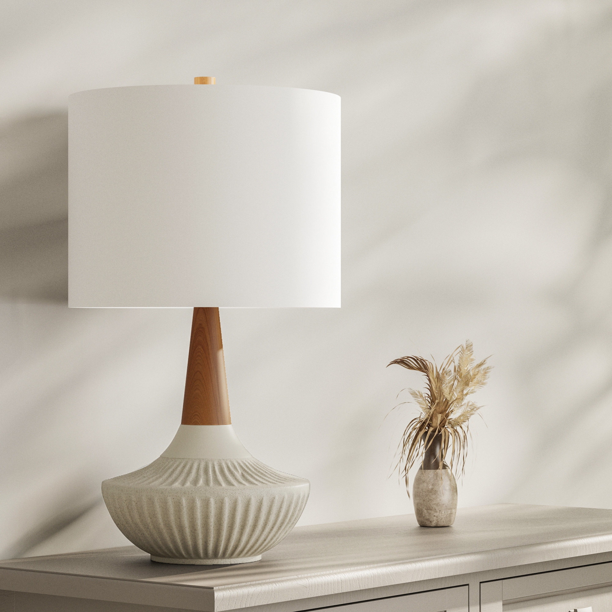 Ceramic Wood Table Lamp