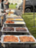 Eye-level view of a beautifully arranged local catering buffet table