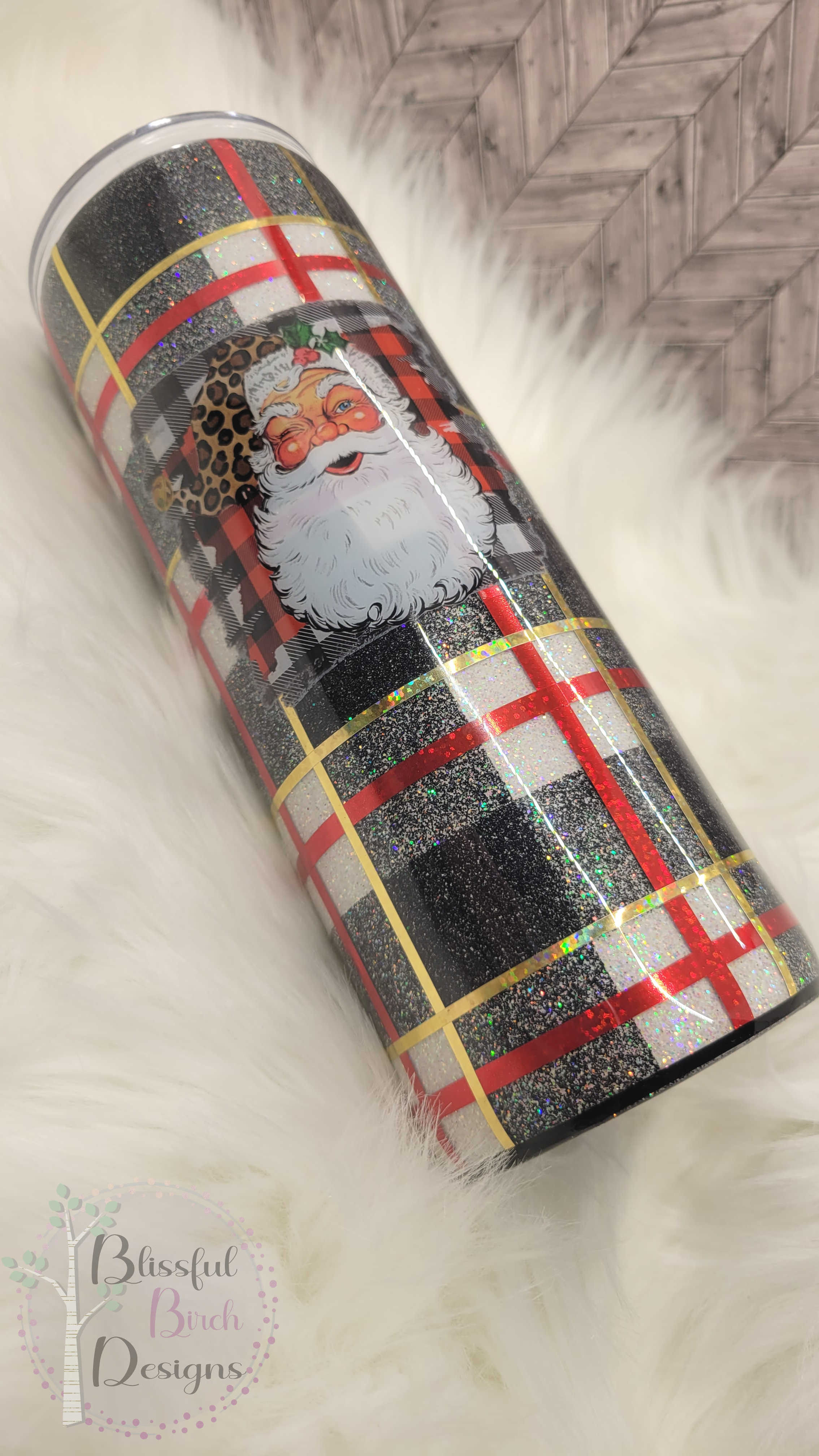 Santa Claus Plaid 24oz Tumbler
