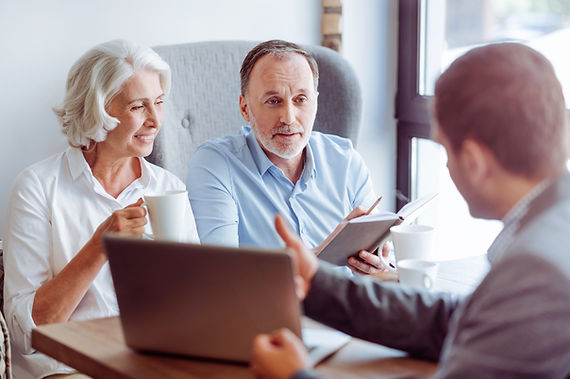 Mature couple making financial decisions