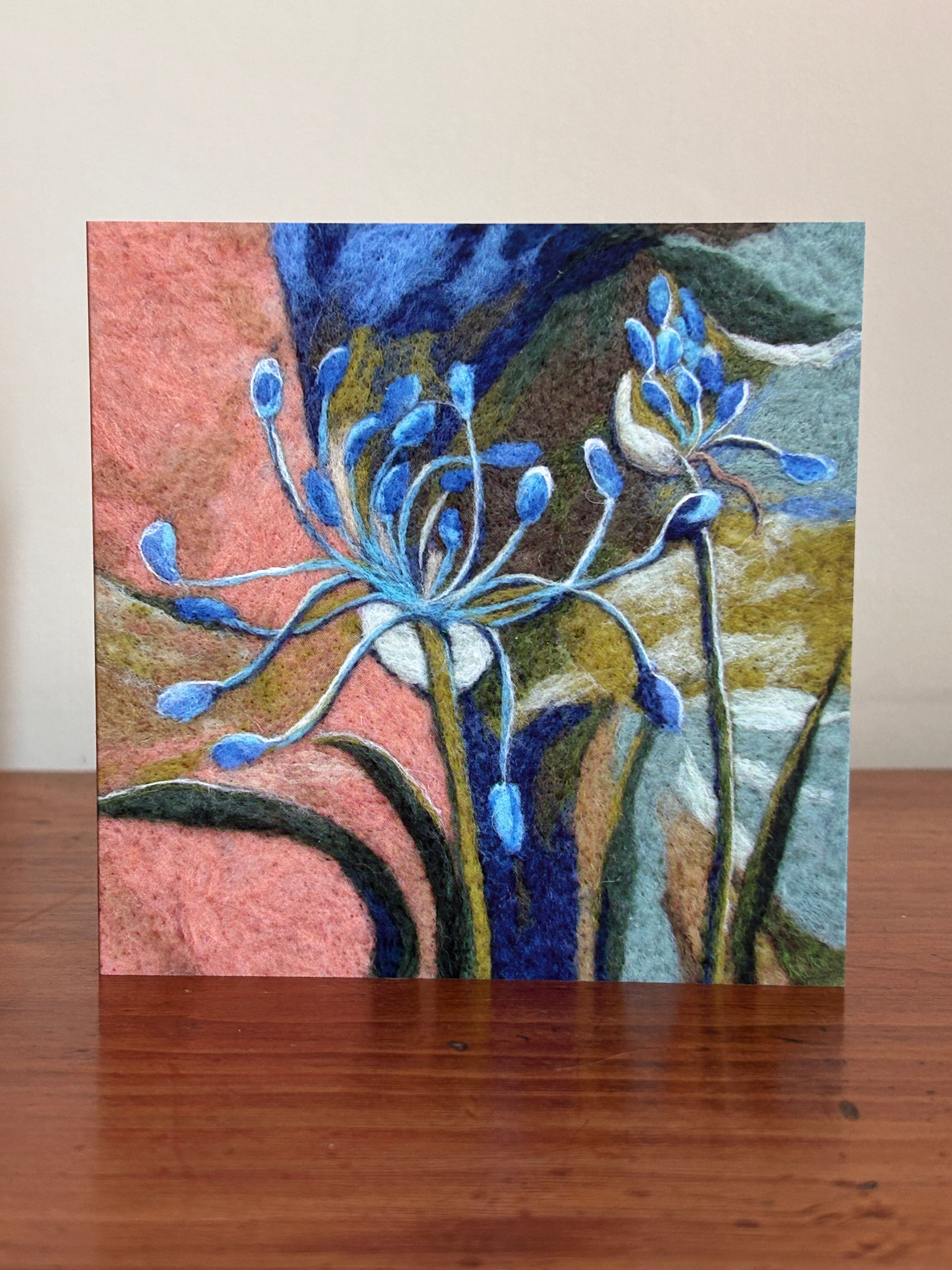 agapanthus flower wool art image greeting card