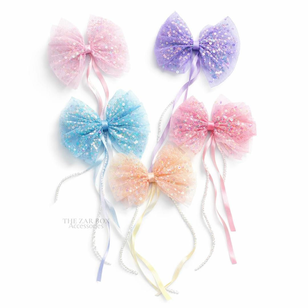 Tulle Sequence Bow Clip