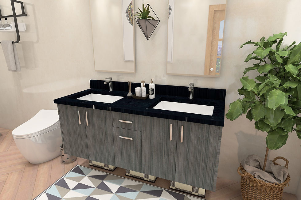 Thumbnail: Lindsborg 61" Wall Mounted Double Bathroom Vanity Base Only