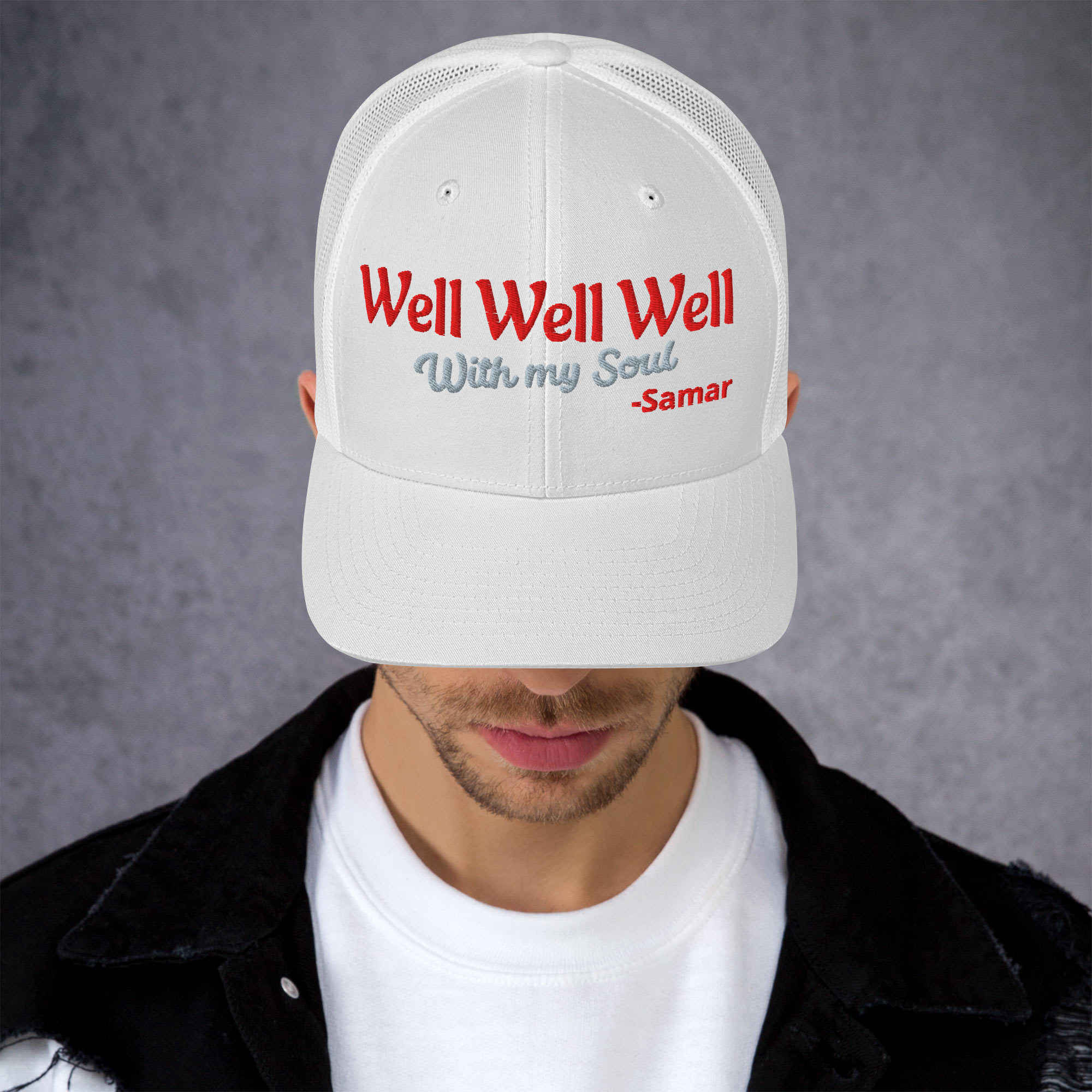 Well Black Trucker Cap (red/white)