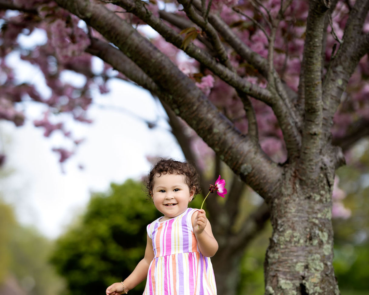toddler cake smash cherry blossom theme inspired by New Jersey trees Orlando studio
