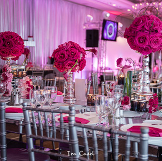 Custom table set up for a bat mitzvah