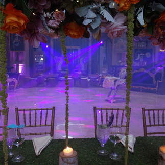 Dance floor and Custom Table for a party