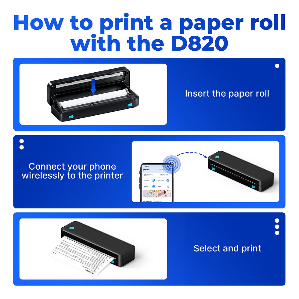 Thumbnail: D820 Portable Thermal Printer, Inkless Thermal Printer Supports US Letter & A4 S