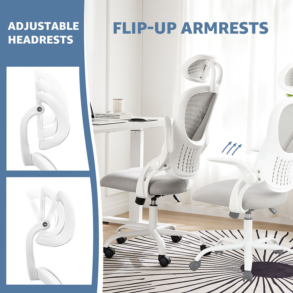 Thumbnail: JHK Mesh Ergonomic Office Computer Desk Chair Flip-up Arms Adjustable Headrests 