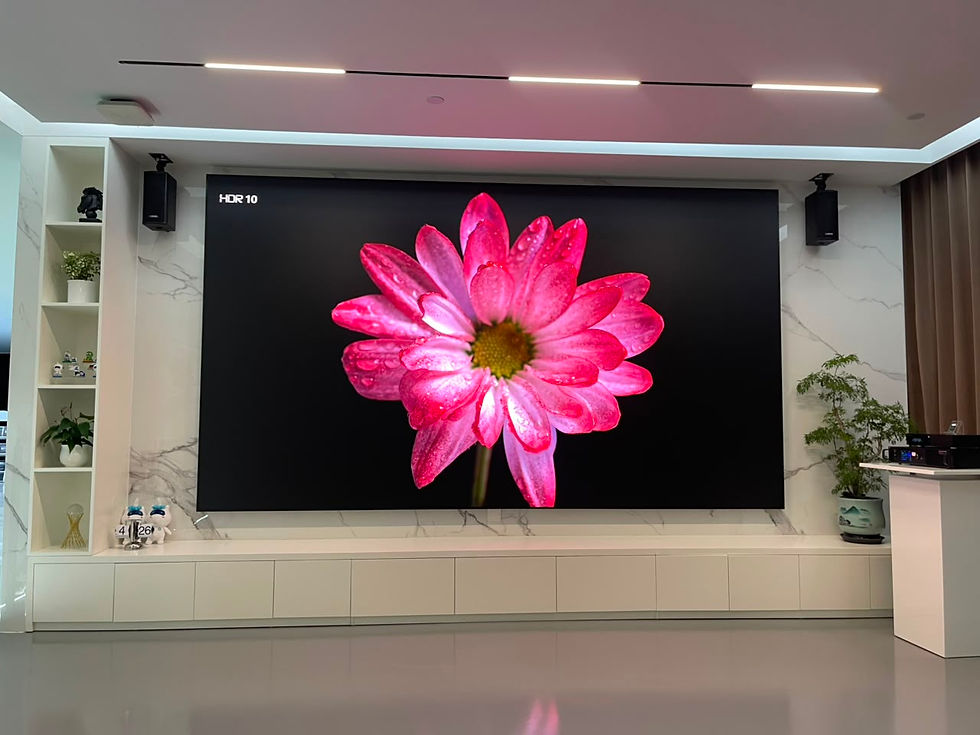 Luxury private cinema with pink flower display