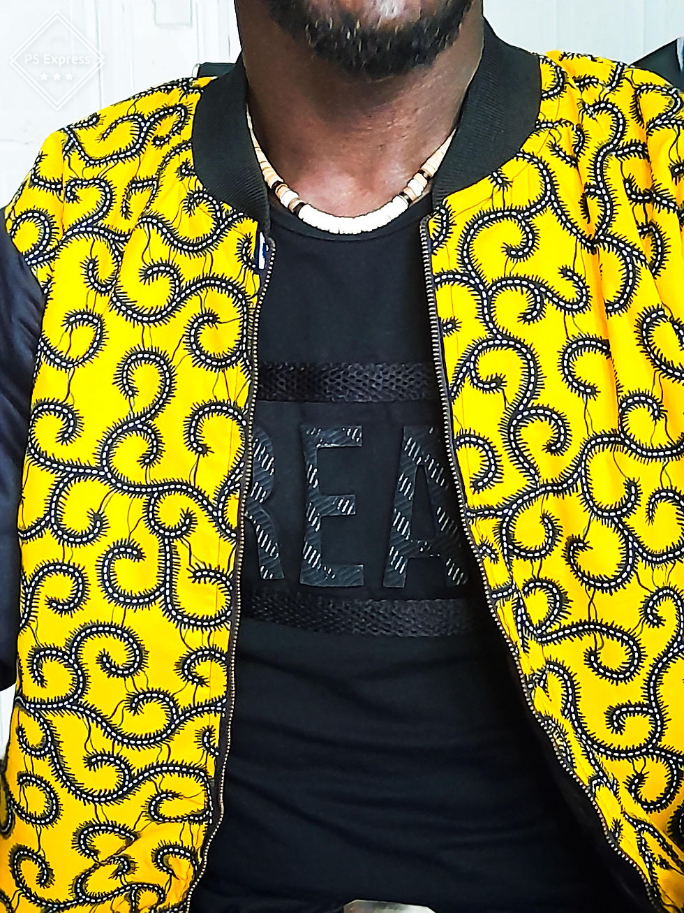 Miniature : BOMBER AFRICAIN MOTIF CONSEILLER JAUNE
