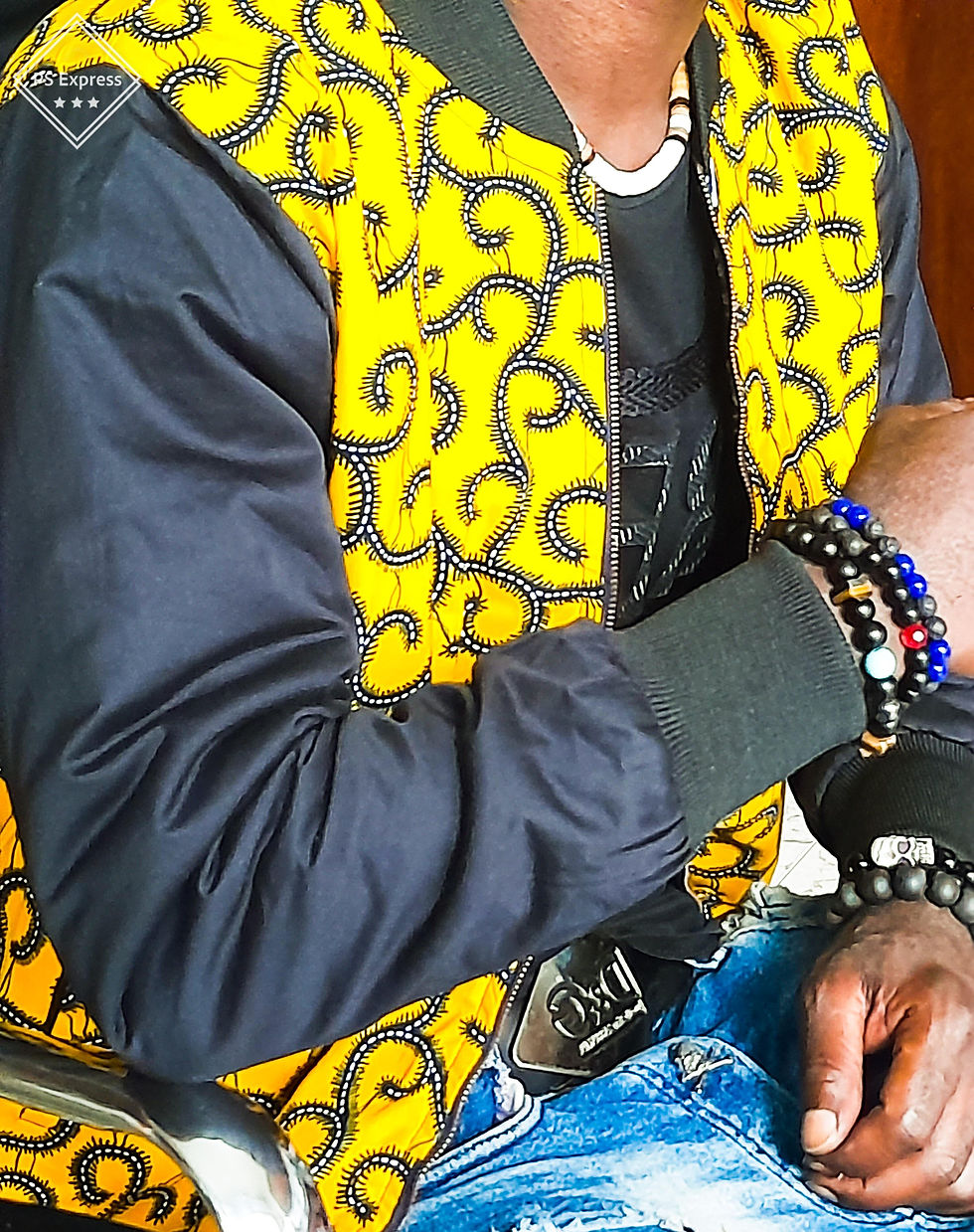 Miniature : BOMBER AFRICAIN MOTIF CONSEILLER JAUNE