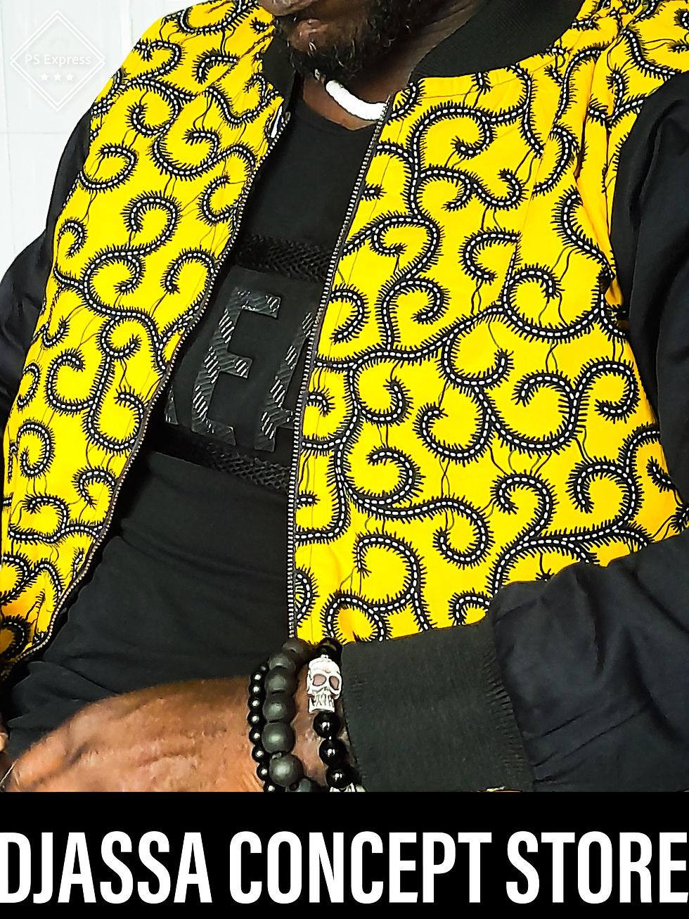 Miniature : BOMBER AFRICAIN MOTIF CONSEILLER JAUNE