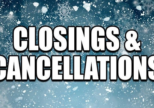 CLOSINGS WED. 2/19