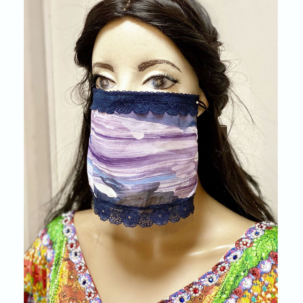 الصورة المصغرة: 送料無料！フェイスベール　face veil アラブ風マスク（冷感タイプ　シフォン・パープル）洗える！飲食しやすい・接客業にお勧め　fv42