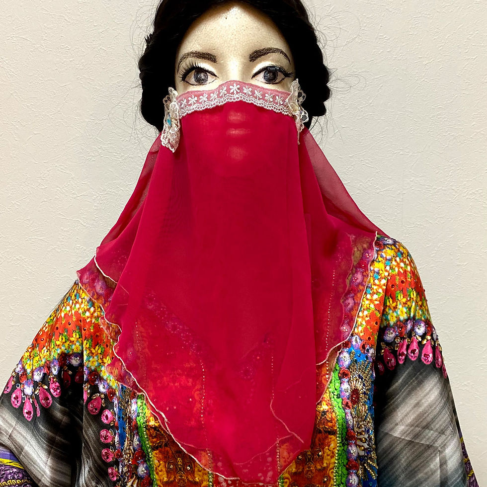 サムネイル： 送料無料！フェイスベール　face veil アラブ風マスク（２枚重ね　シフォン　マゼンタピンク）洗える！飲食しやすい・接客業にお勧め　fv22