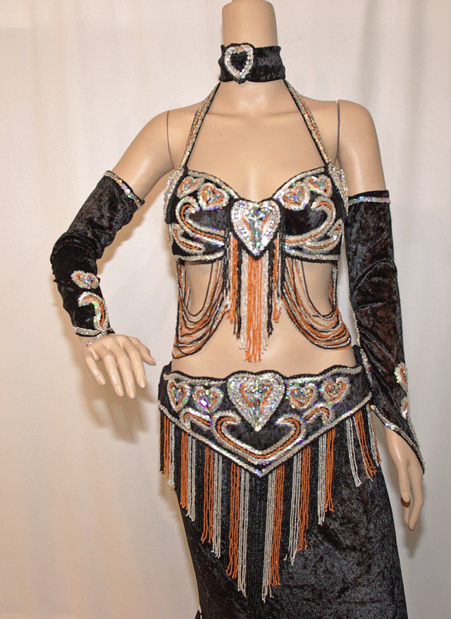الصورة المصغرة: 送料無料！【ベリーダンス衣装フルセット】　グゼルハート　ブラック・シルバー　bellydance costume/Guzel Heart BKS