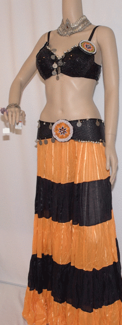 الصورة المصغرة: 送料無料！【ベリーダンス衣装　トライバル　Tribal-Bellydance-Costume】Bra&Belt Set ブラ・ベルトセット　Sunny