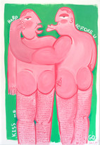3 - KISS ME HARD, 2023, Oil on Pittura Paper, 100 x 70 cm,
