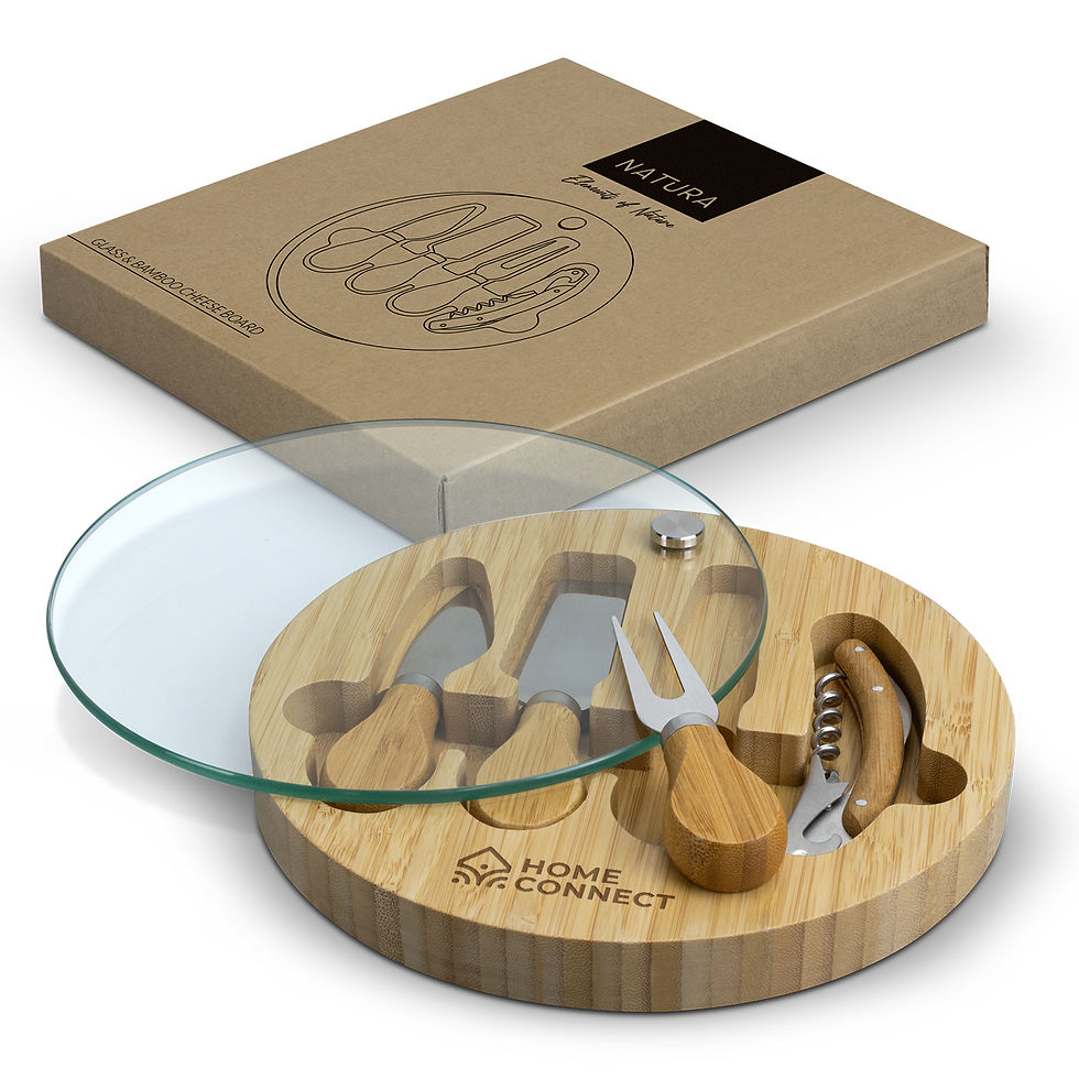 Thumbnail: NATURA Glass & Bamboo Cheese Board Set