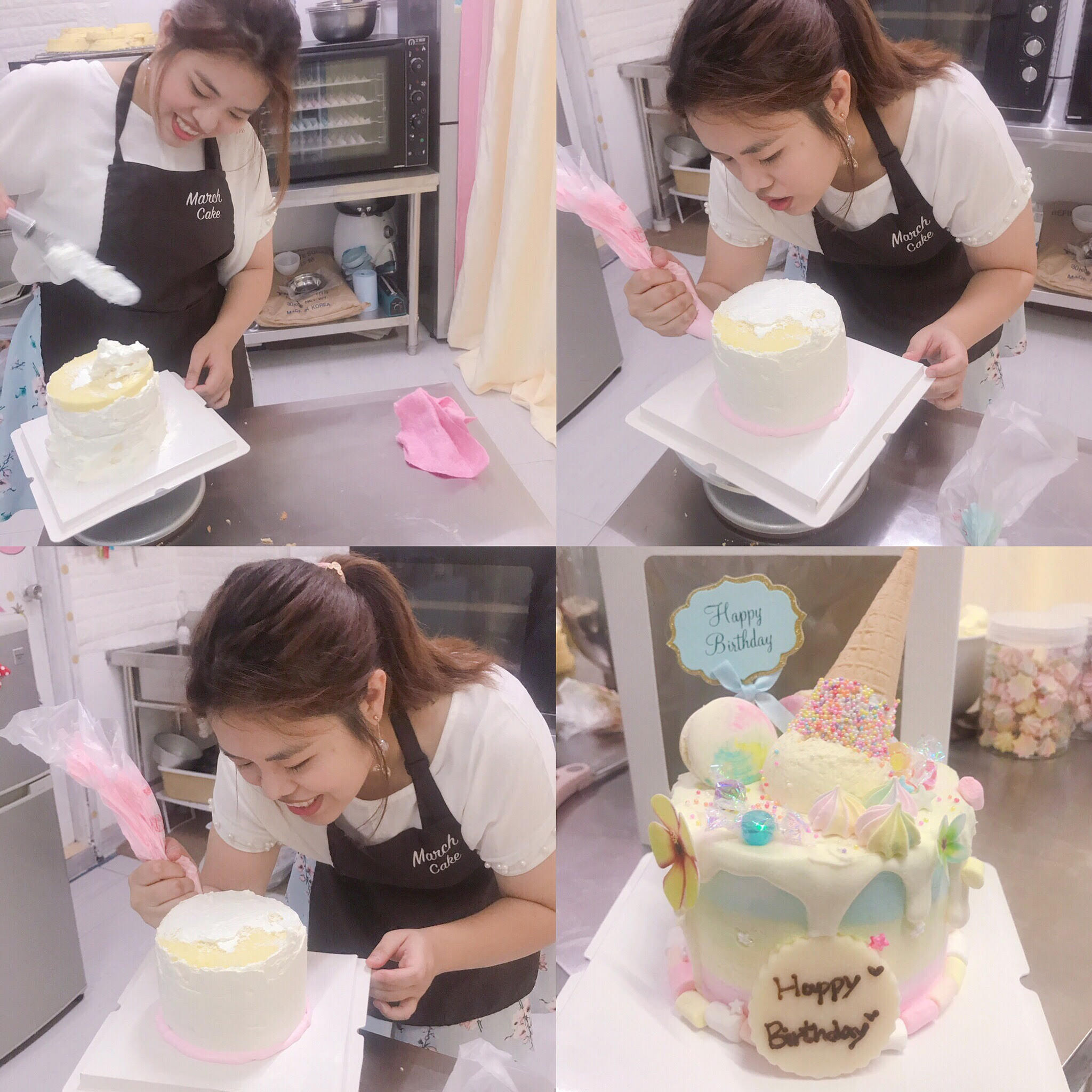 三色蛋糕雪糕筒教學