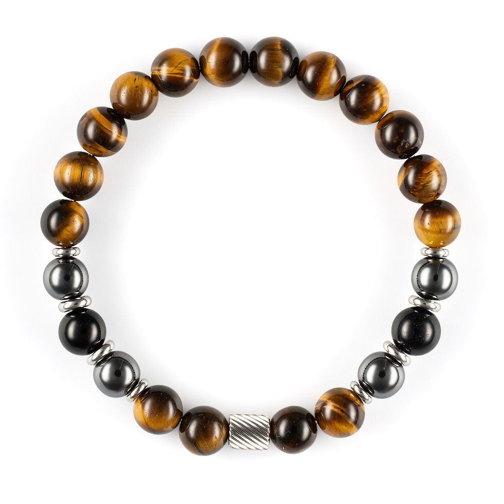 Thumbnail: Rocksology Tiger's Eye, Black Tourmaline & Hematite Beaded Bracelet