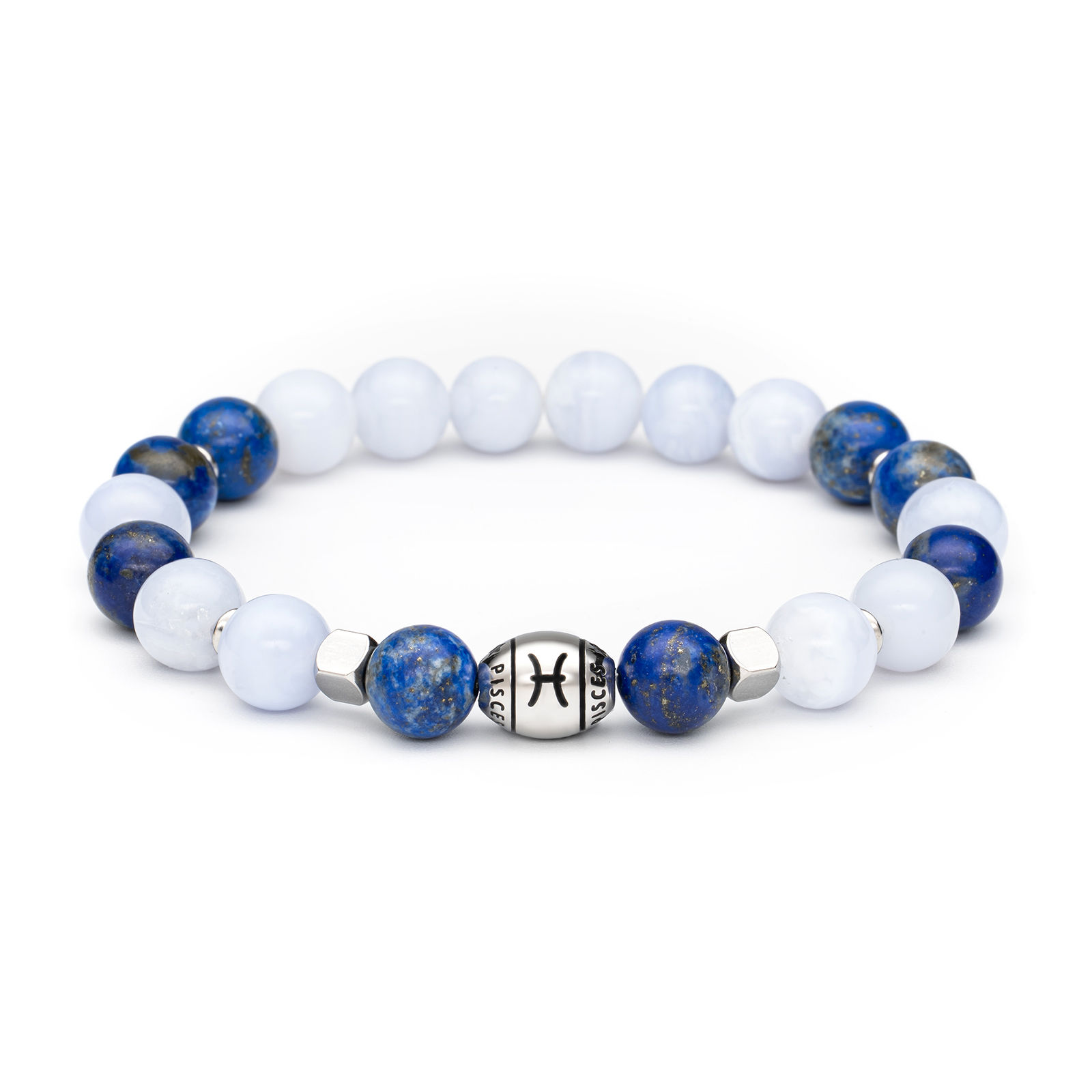 Rocksology Men's Pisces Zodiac Bracelet - Blue Lace Agate & Lapis Lazuli
