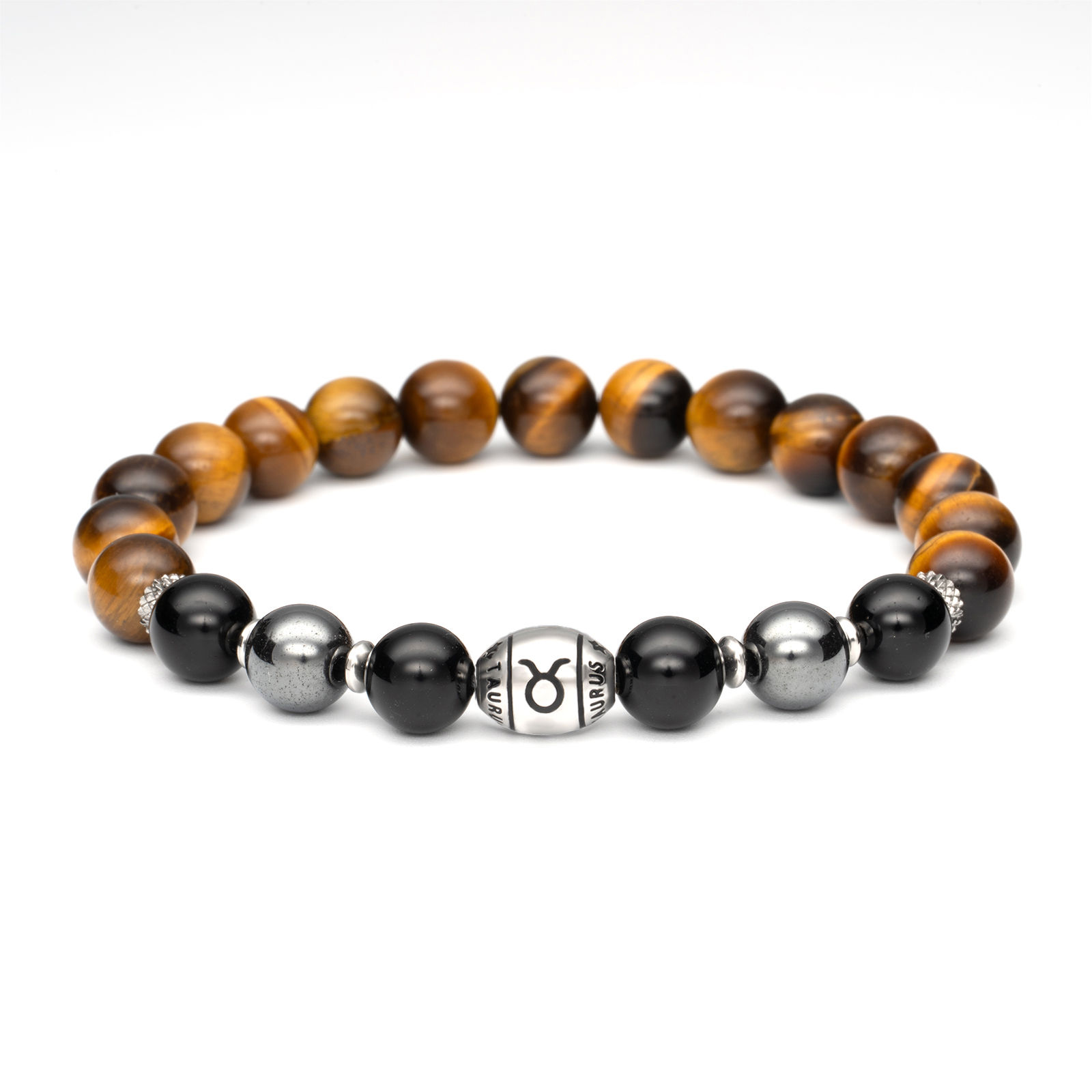 Rocksology Men's Taurus Zodiac Bracelet - Tiger Eye, Hematite, & Black Tourmalin