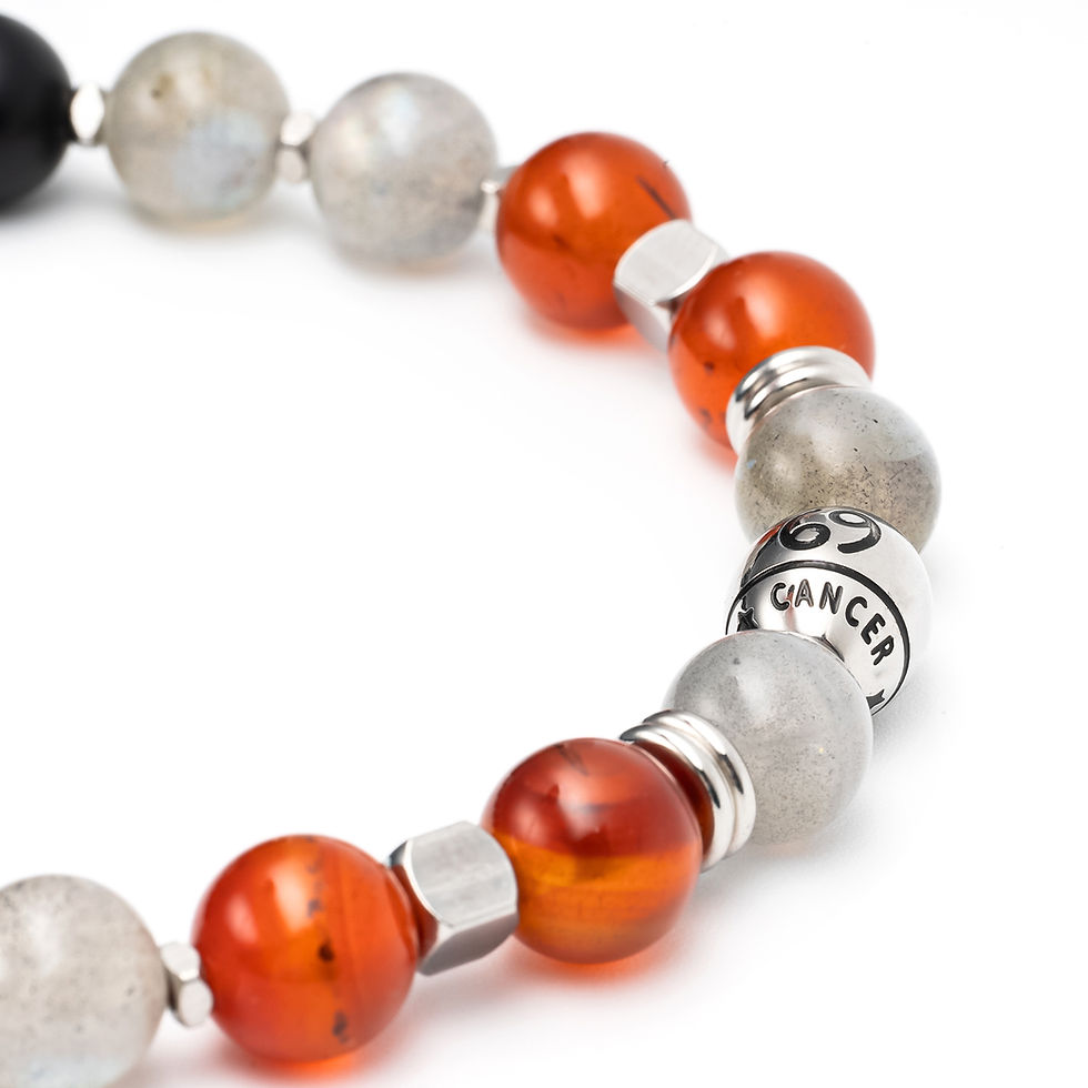 Thumbnail: Rocksology Men's Cancer Zodiac Bracelet - Carnelian & Labradorite