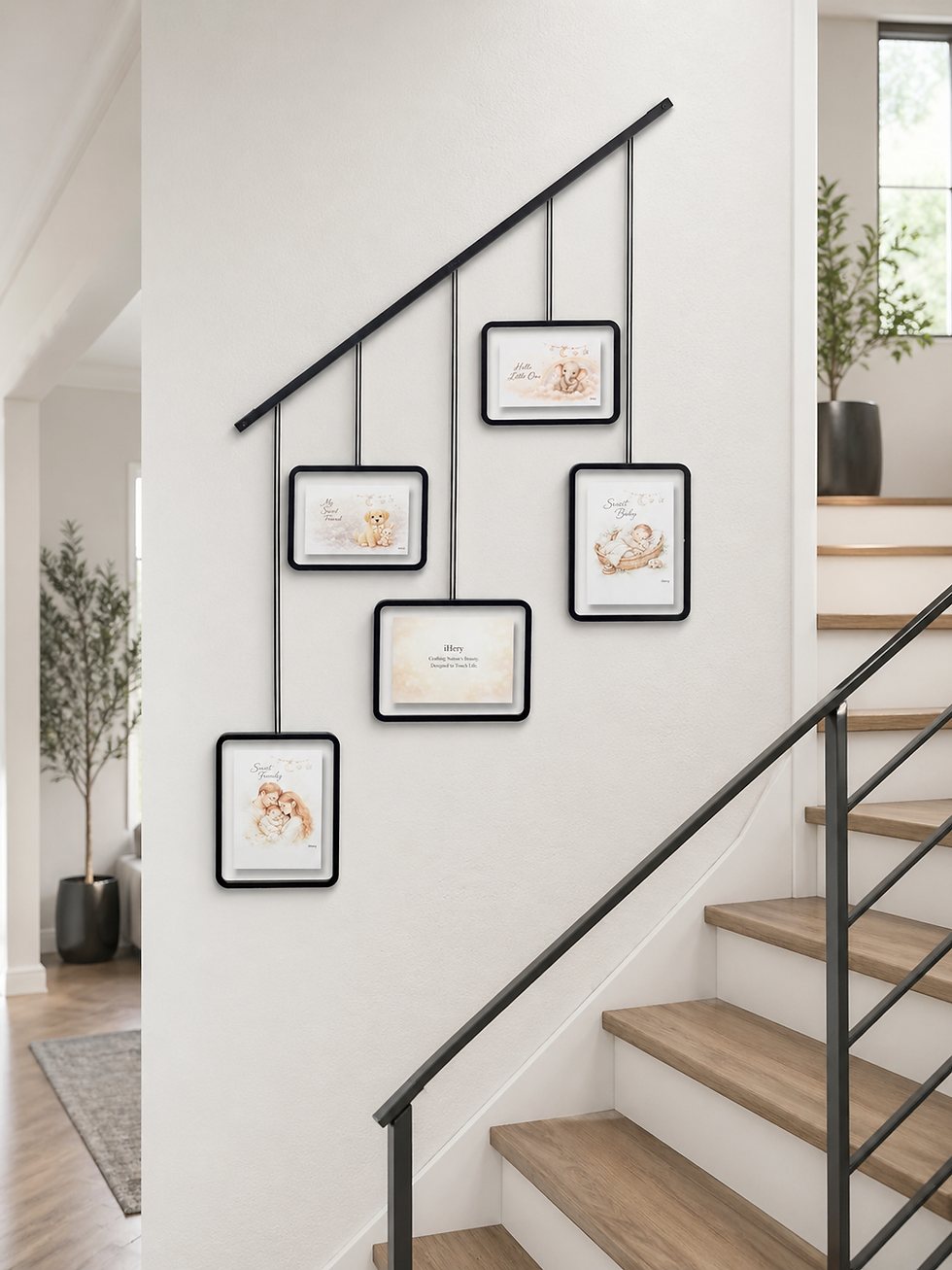 Thumbnail: iHery Align Wall Art Display System Black Zinc Alloy Frames Set of 5