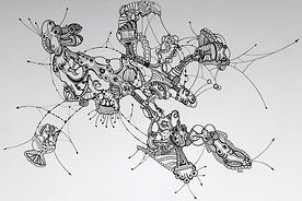 Explorer-V1is an abstract space craft.ink drawings ink art ink artist ink artwork pen and ink drawings landscapes pen and ink