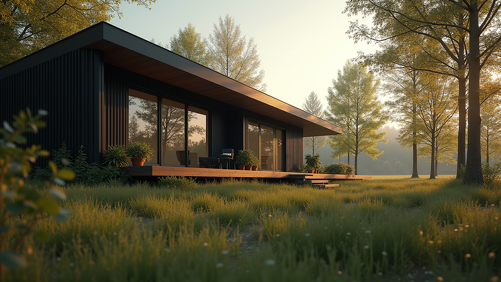 Eye-level view of a serene sober living home surrounded by nature