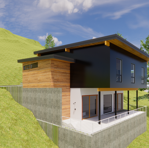Exterior rendering of a modern ADU in Chelan, WA designed by modFORM LLC