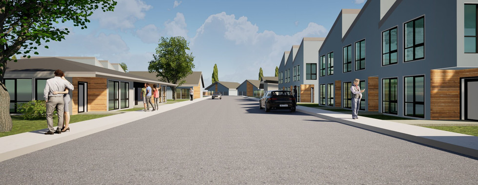 Street view of a modern affordable housing project in Wenatchee, WA by modFORM llc.