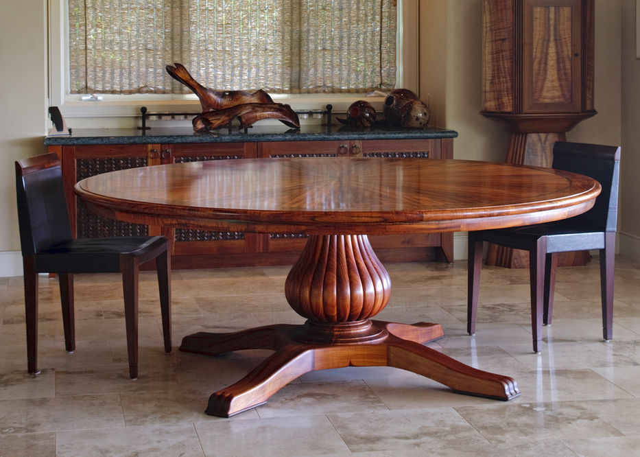 7-ft Diameter Koa Wood Dining Table
