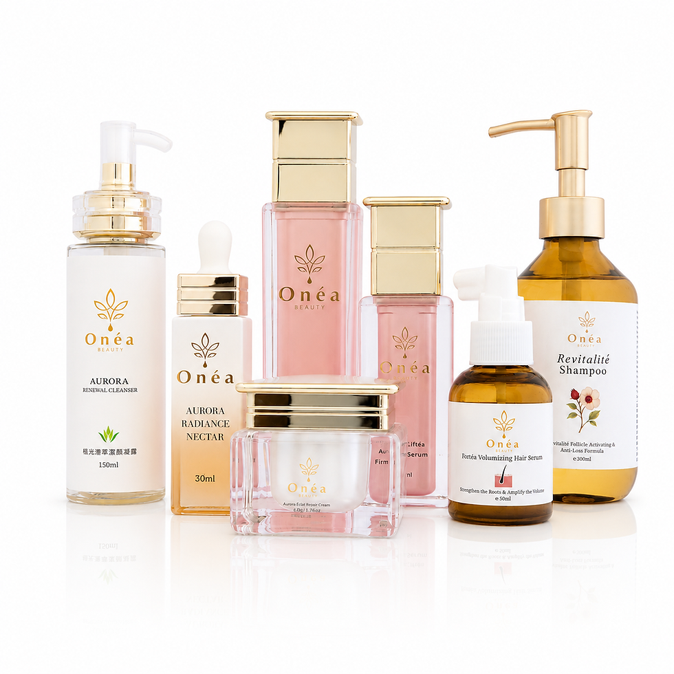 Onéa 全系列體驗組,Aurora 極光系列與 Revitalité 健髮系列主要產品合照