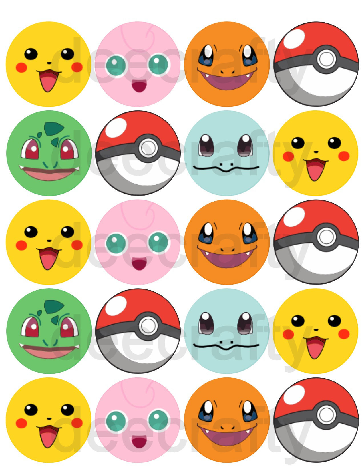 Pokemon (face) 2” edibles